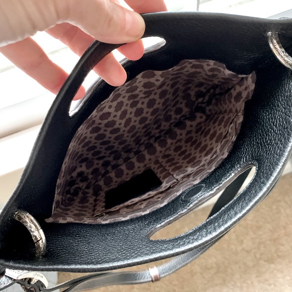 Retired BRIGHTON Studded Pebbled Leather Slim Crossbody Clutch Style Handbag - Picture 4 of 10